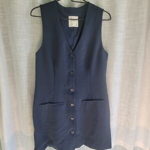 Abercrombie & Fitch Navy Sleeveless Button-Down Mini Dress